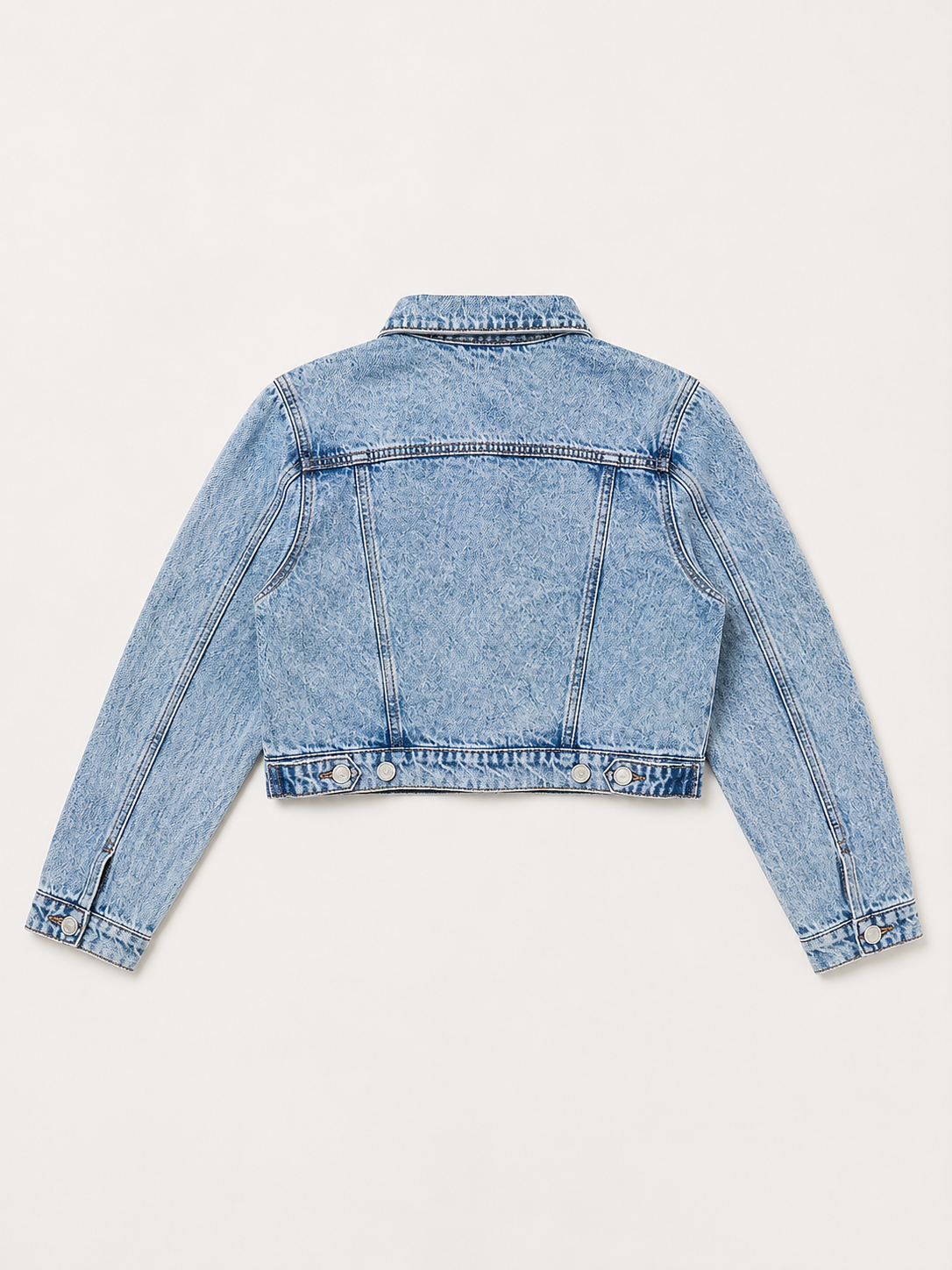 Hochzeitsjeansjacke in Hell-Denim, Rückenansicht